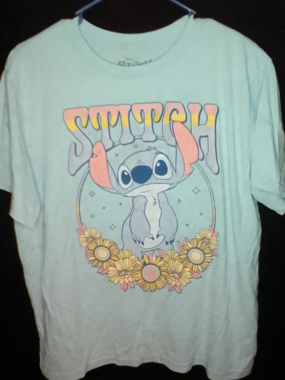 Disney Light Blue Stitch Floral Graphic Tee Xl